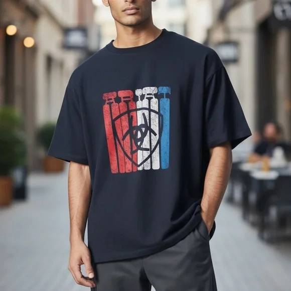 Ariat Dark Blue Cotton Men’s Blend T-Shirt XXL - Picture 2 of 6